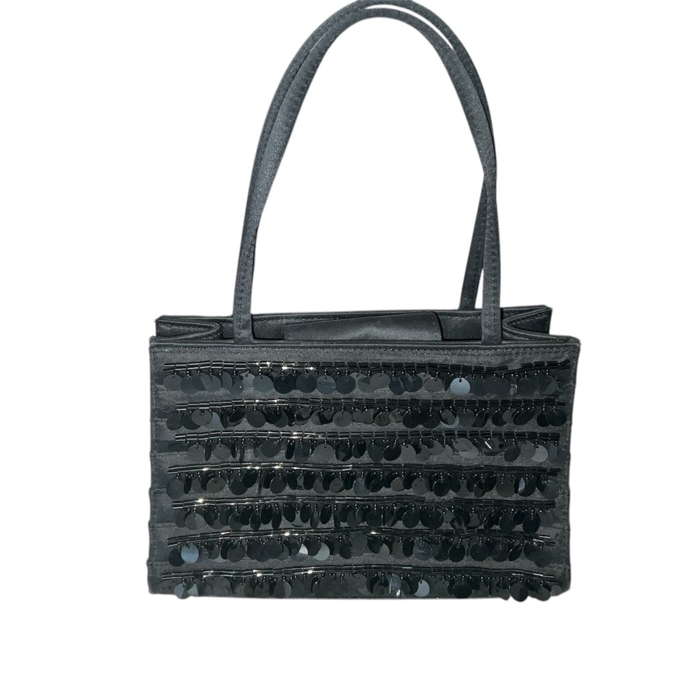 Ann Taylor Black Sequin evening handBag with Glossy Finish - Picture 1 of 6